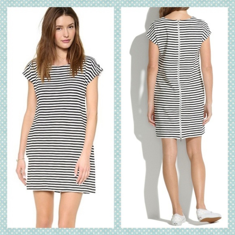 Madewell zip line black and white striped dress
